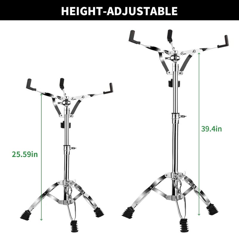 Seteol Snare Drum Stand, Snare Stand with Drumstick Holder and a Pair of 5A Drum Sticks Fit for 8 to 15 Inch Snare Drum and Practice Pad, Adjustable Height 25.6 to 39.4 Inches for Drum - Image 2